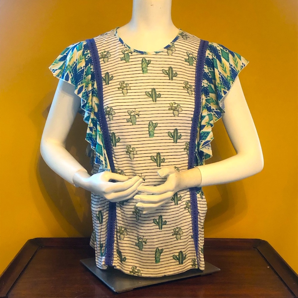 NWOT Anthropologie Conditions Apply Cactus Flutter Sleeve Top Medium